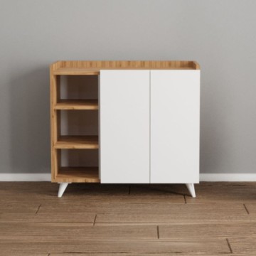 Buffet Alary en chêne et blanc avec 2 portes et compartiments ouverts 90x35x82H