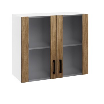 Armoire de cuisine double porte 80 cm couleur noyer naturel