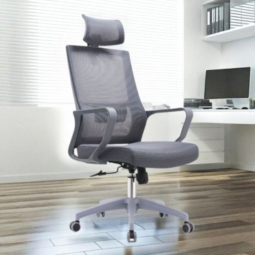 Fauteuil de bureau Ica gris appui-tête réglable et dossier perforé