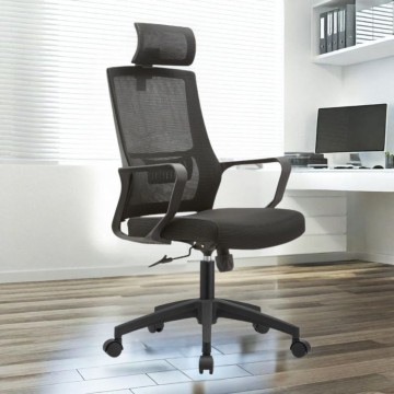 Fauteuil de bureau Ica noir appui-tête réglable et dossier perforé