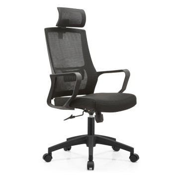 Fauteuil de bureau Ica noir appui-tête réglable et dossier perforé