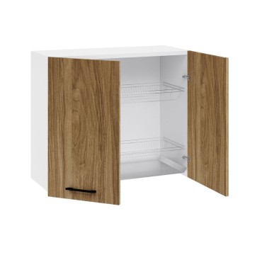Egouttoir à vaisselle 80 cm deux portes coloris noyer naturel