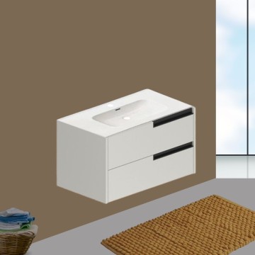 Armoire de toilette modulaire murale couleur cachemire avec tiroirs 80x45x50H
