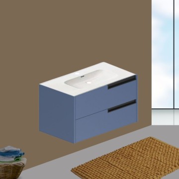Armoire de toilette modulaire murale bleu clair avec tiroirs 80x45x50H