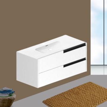 Armoire de toilette modulaire murale blanc mat avec tiroirs 100x45x50H