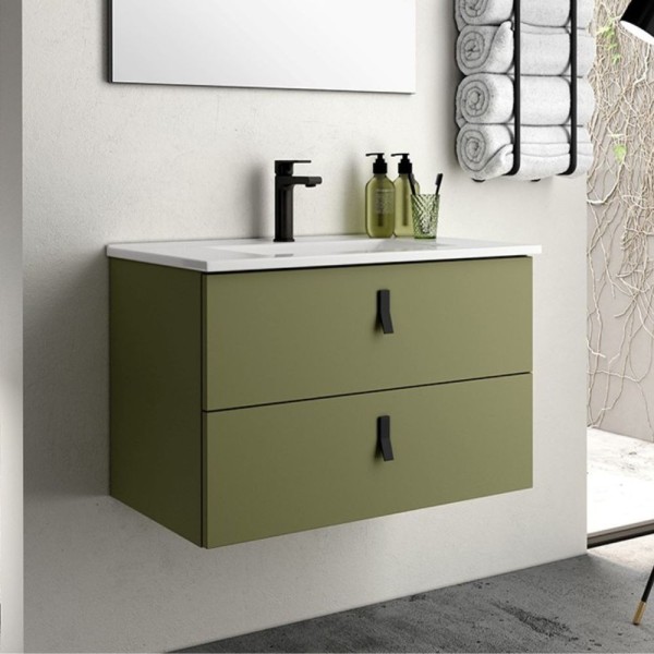Armoire de toilette suspendue vert olive 2 tiroirs Invicta 60x45x48H Armoire de toilette suspendue vert olive 2 tiroirs Invicta 60x45x48H