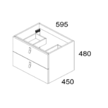Armoire de toilette suspendue vert olive 2 tiroirs Invicta 60x45x48H