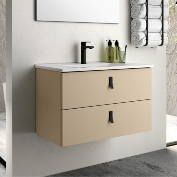 Armoire de toilette murale couleur cappuccino 2 tiroirs Invicta 60x45x48H