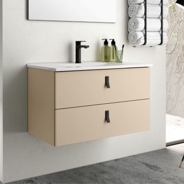 Armoire de toilette murale couleur cappuccino 2 tiroirs Invicta 80x45x48H