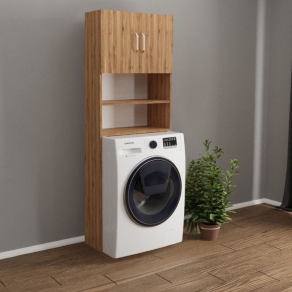 Marsiglia armoire pour lave-linge avec portes et étagères couleur chêne 64x20x180H Marsiglia armoire pour lave-linge avec portes et étagères couleur chêne 64x20x180H