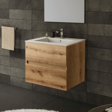 Meuble de salle de bains suspendu Sevilla en chêne 60x44,6x52H : élégance et praticité pour une salle de bains moderne