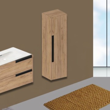 Colonne de salle de bain modulaire murale en chêne miel 35x30x120H