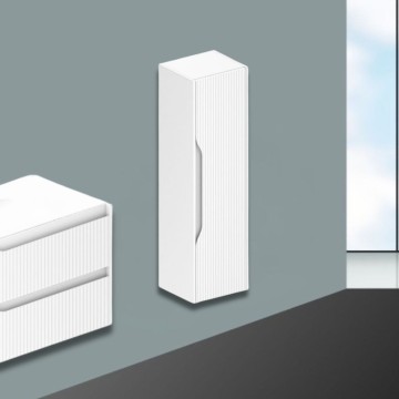 Colonne de salle de bain suspendue Soho en blanc mat avec effet nervuré 35x30x120H