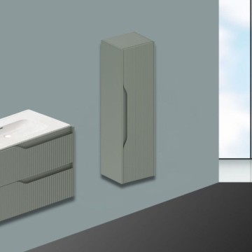 Colonne de salle de bain murale Soho en vert mat avec effet nervuré 35x30x120H