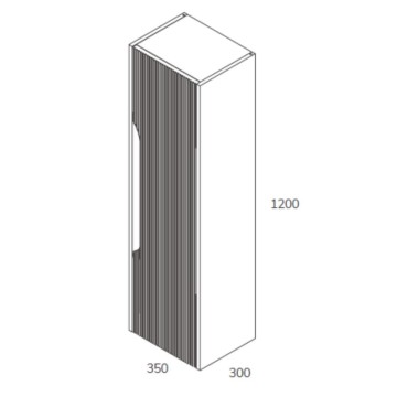 Colonne de salle de bain suspendue Soho en bleu clair mat avec effet nervuré 35x30x120H