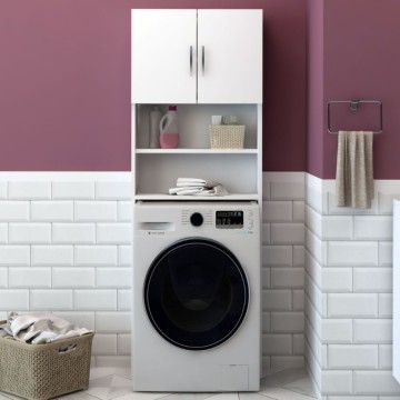 Armoire pour lave-linge 60x180 cm avec portes et étagères couleur blanc