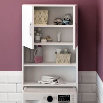 Armoire pour lave-linge 60x180 cm avec portes et étagères couleur blanc