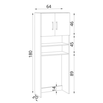 Armoire pour lave-linge 60x180 cm avec portes et étagères couleur blanc