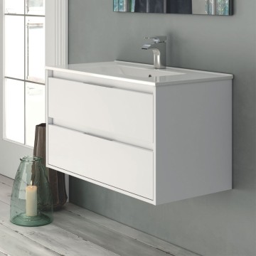 Armoire de toilette murale Bolton laquée blanc brillant 60x45x48H 2 tiroirs : design moderne et fonctionnalité