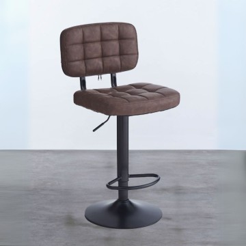 Tabouret Mavi en simili-cuir marron et base noire : Style, confort et fonctionnalité pour votre espace