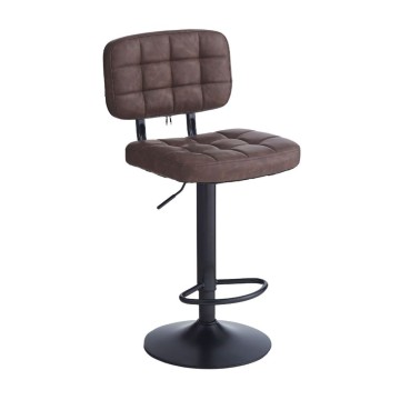 Tabouret Mavi en simili-cuir marron et base noire : Style, confort et fonctionnalité pour votre espace