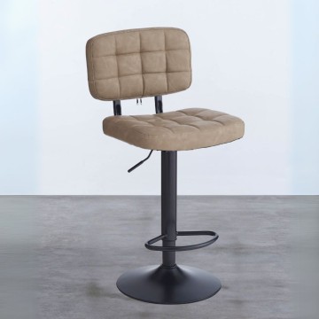 Tabouret Mavi en simili-cuir taupe et base noire : Style, confort et fonctionnalité pour votre espace