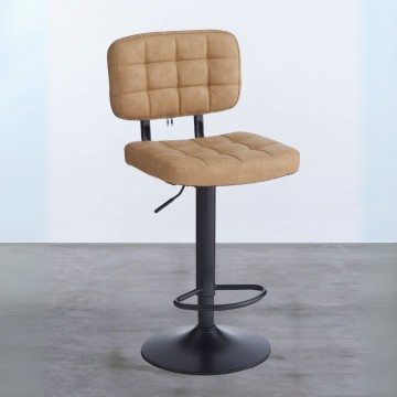 Tabouret Mavi en simili-cuir camel et base noire : Style, confort et fonctionnalité pour votre espace