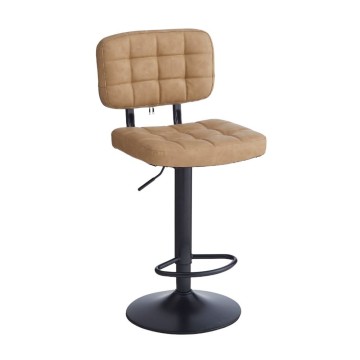 Tabouret Mavi en simili-cuir camel et base noire : Style, confort et fonctionnalité pour votre espace