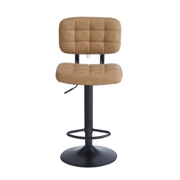 Tabouret Mavi en simili-cuir camel et base noire : Style, confort et fonctionnalité pour votre espace