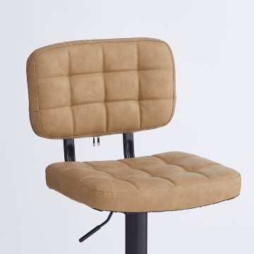 Tabouret Mavi en simili-cuir camel et base noire : Style, confort et fonctionnalité pour votre espace