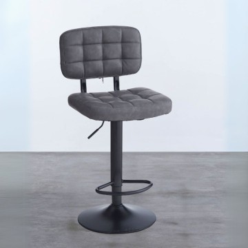 Tabouret Mavi en simili-cuir gris et base noire : Style, confort et fonctionnalité pour votre espace