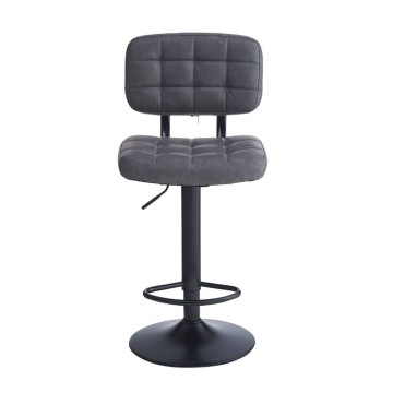 Tabouret Mavi en simili-cuir gris et base noire : Style, confort et fonctionnalité pour votre espace
