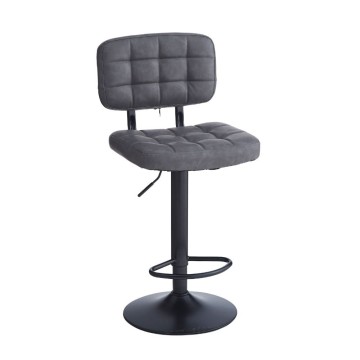 Tabouret Mavi en simili-cuir gris et base noire : Style, confort et fonctionnalité pour votre espace