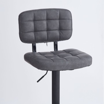 Tabouret Mavi en simili-cuir gris et base noire : Style, confort et fonctionnalité pour votre espace