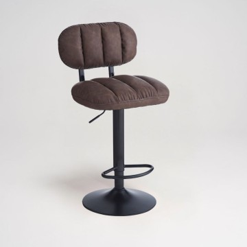 Tabouret de bar Tati en simili cuir marron - Style et confort dans un design contemporain