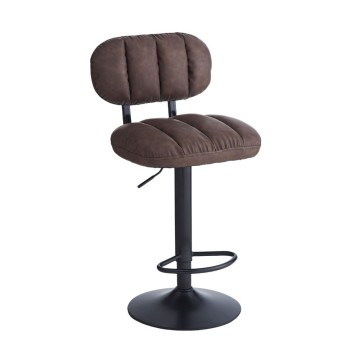 Tabouret de bar Tati en simili cuir marron - Style et confort dans un design contemporain