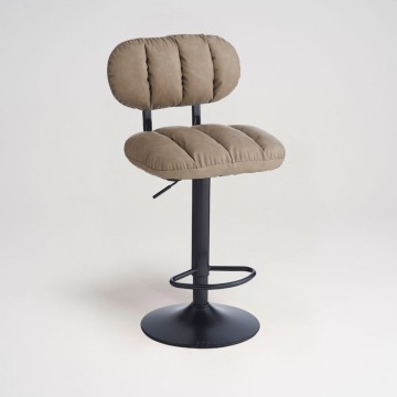 Tabouret de bar en simili-cuir Tati taupe - Style et confort dans un design contemporain