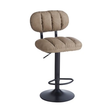 Tabouret de bar en simili-cuir Tati taupe - Style et confort dans un design contemporain