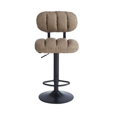 Tabouret de bar en simili-cuir Tati taupe - Style et confort dans un design contemporain