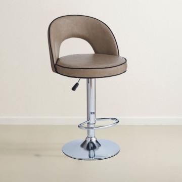 Tabouret Lisa en similicuir taupe : élégance et confort en une seule solution