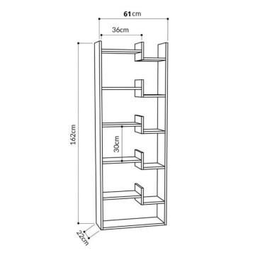 Bibliothèque en bois 61x162h Chêne et Anthracite | Toscohome