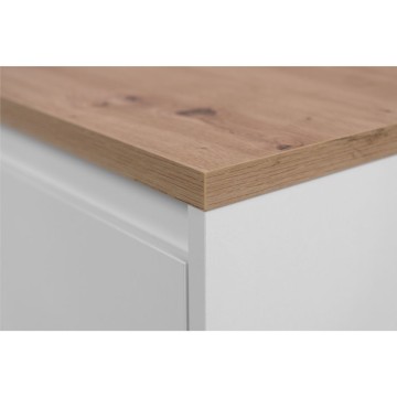 Buffet 2 portes et 2 tiroirs blanc avec plateau en chêne Linz01B 120x38x85H