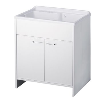 Meuble lavabo avec double porte pvc blanc 80x50X85H cm - Artemio