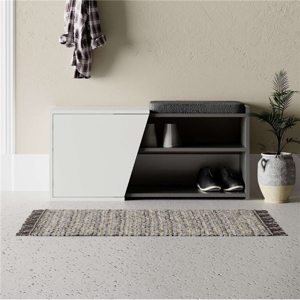 Meuble à chaussures banc Fiona 104,6x37,5x47,2 anthracite blanc Meuble à chaussures banc Fiona 104,6x37,5x47,2 anthracite blanc