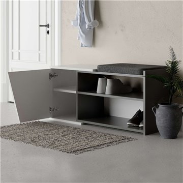 Meuble à chaussures banc Fiona 104,6x37,5x47,2 anthracite blanc