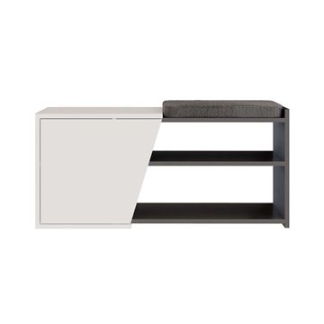 Meuble à chaussures banc Fiona 104,6x37,5x47,2 anthracite blanc