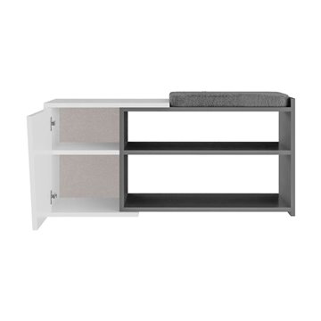 Meuble à chaussures banc Fiona 104,6x37,5x47,2 anthracite blanc