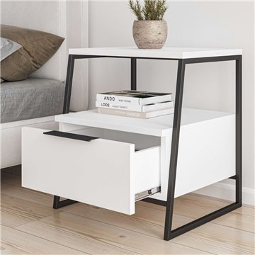 Table de chevet Pal blanche 45x41x50 cm - Style moderne et fonctionnalité dans un design raffiné