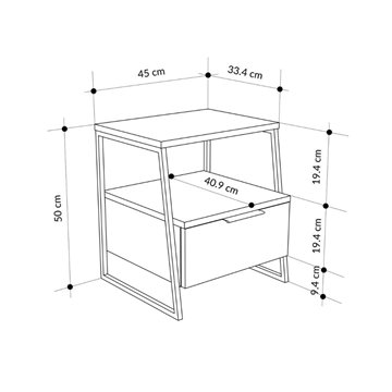 Table de chevet Pal blanche 45x41x50 cm - Style moderne et fonctionnalité dans un design raffiné