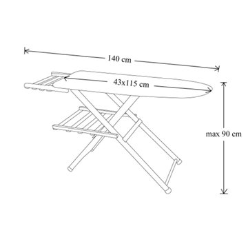 Cheto Wooden Ironing Board with Boiler Holder - Elegance, Stability and Functionality (Planche à repasser en bois avec support p